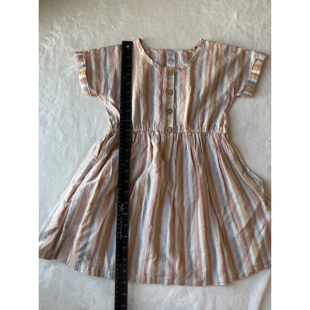 Carter's Striped Linen Dress Size 6 Sundress‎ Knee Length Pullover